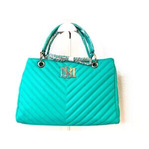 BADGLEY MISCHKA Tote Teal Top Handle + Crossbody Nickel Chain NWT $199 SUMMER